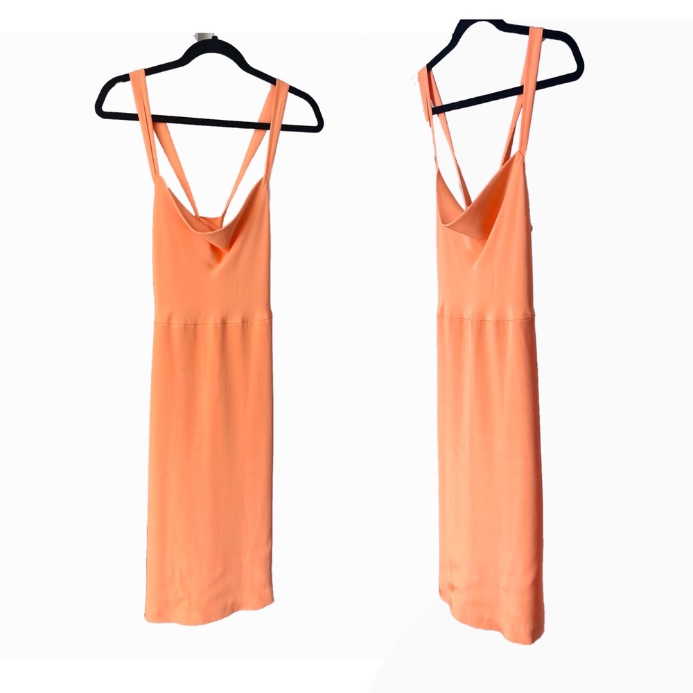 J. Crew Peach Orange Silk Cross Back Dress